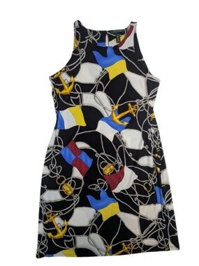 Lauren Ralph Lauren Women's Nautical Flag Anchor Rope Print Sleeveless Dress XL